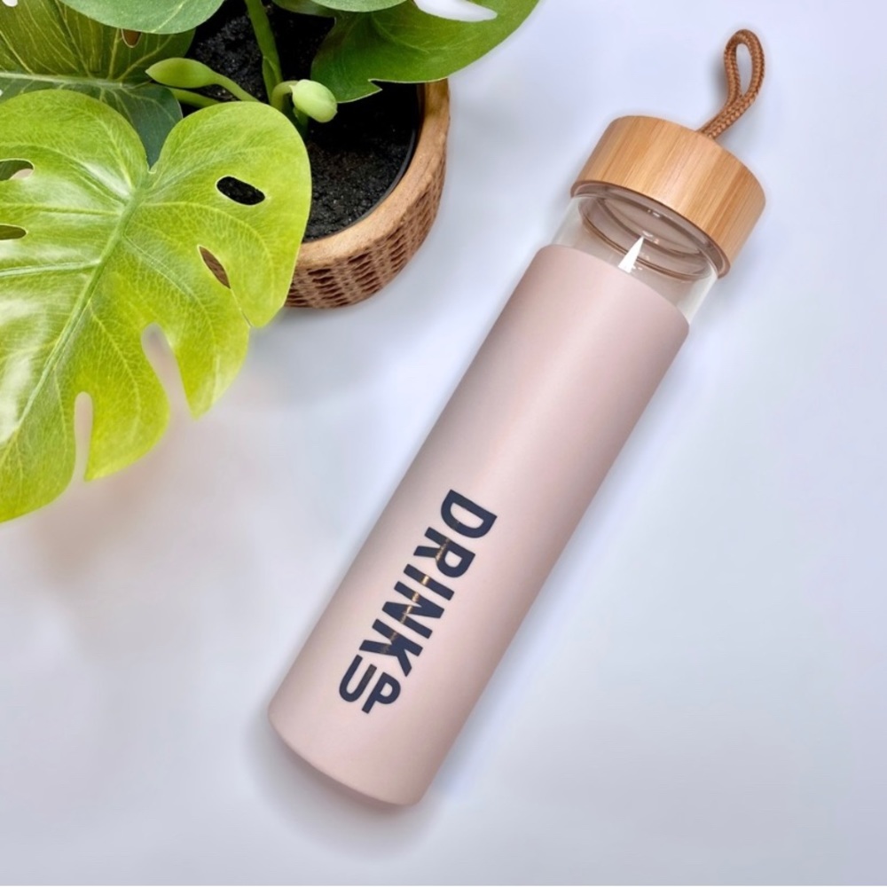 Glass Water Bottle “Drink Up”